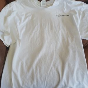 PLAIN WHITE TEE WITH "PORSCHE" ON RIGHT SIDE